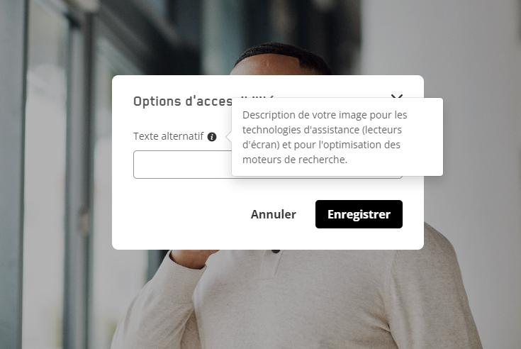 Capture d'écran de la fonction d'accessibilité