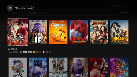 Example of a page when someone asks for “family movie”