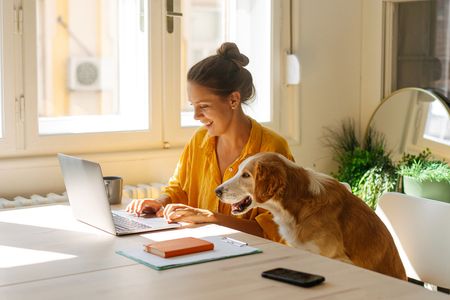 A woman uses her secure Wi-Fi