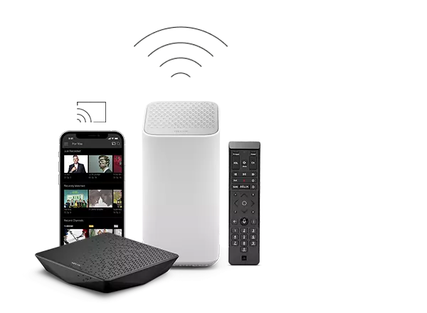 Helix TV app, Helix Fi gateway, voice remote and Helix TV terminal